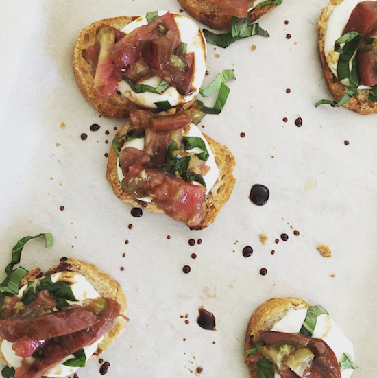 Basil, Tomato and Mozzarella Bruschetta